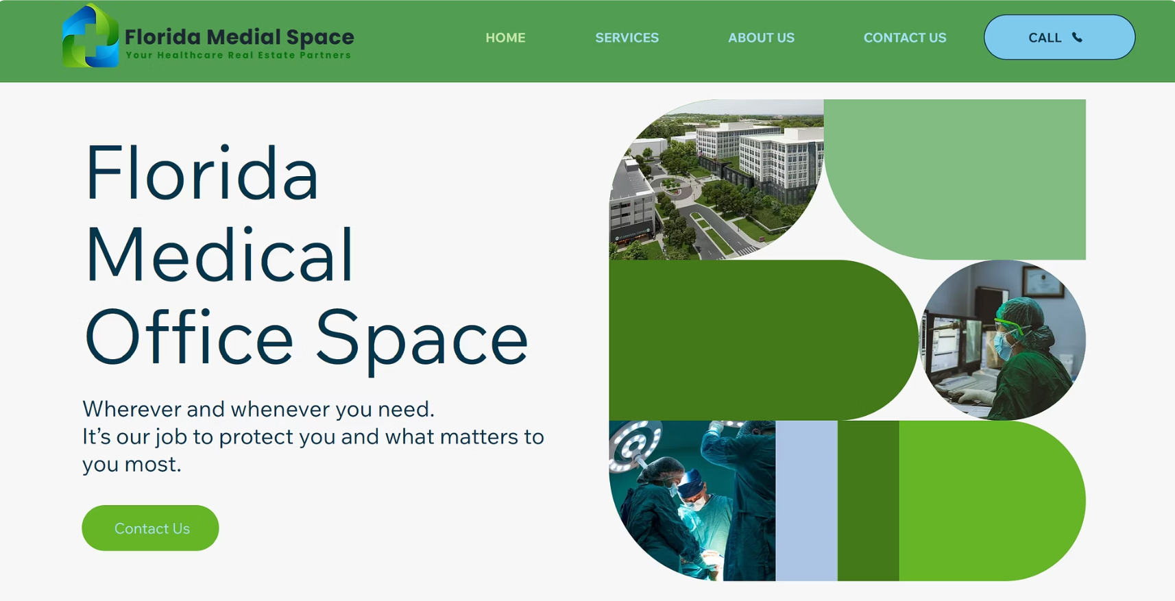 Florida Medical Space website homepage after the rebrand
